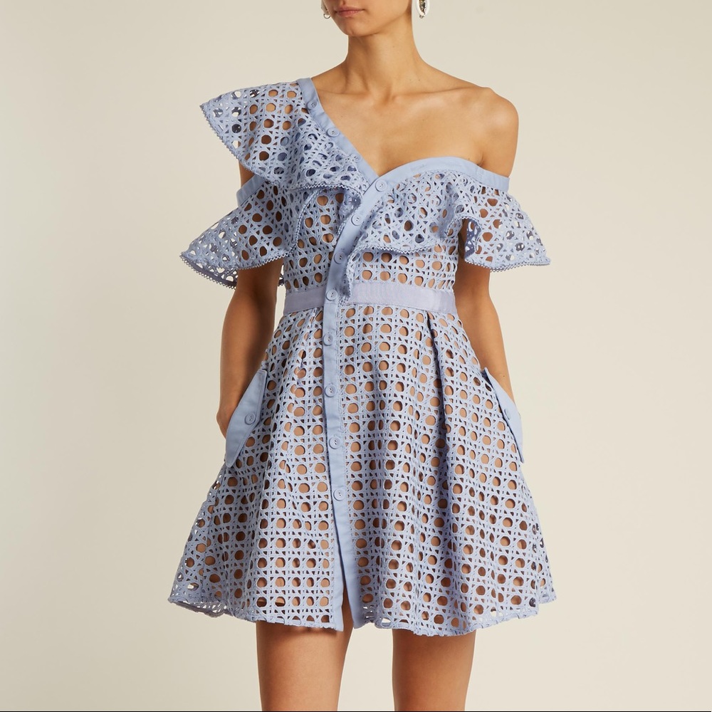 Self Portrait guipure frill mini dress